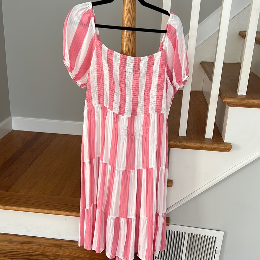 Pink and white dress